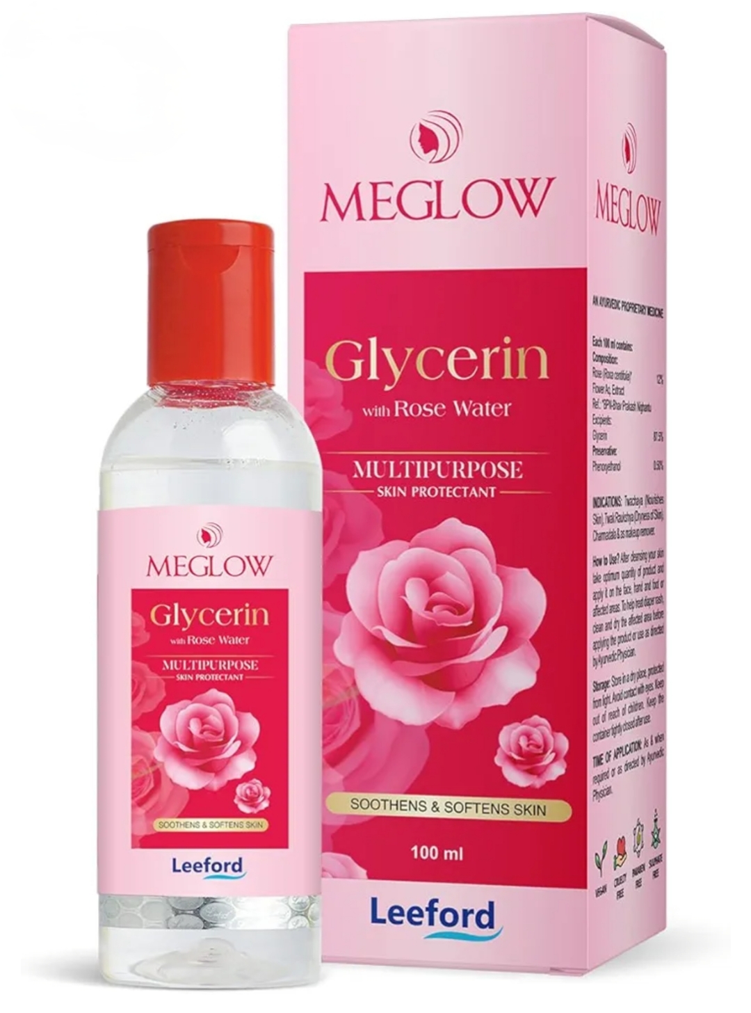 मैग्लो ग्लिसरीन & रोज वाटर फेस टोनर 100ml(Meglow Hydrating Glycerin & Rose Water Face Toner 100ml)