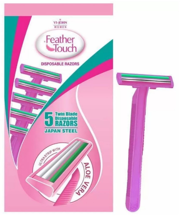 टू इन वन शेविंग रेजर5पीस ( Feather Touch 2 In 1 Shaving Razor Pack of 05 Piece)
