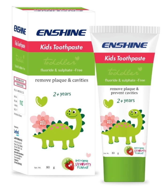 एनशाइन किड्स टूथपेस्ट 2+ इयर्स (Enshine Kids Toothpaste [2+ Years] Strawberry Flavor, Fluoride, Sulphate & Paraben Free | Remove Plaque & Prevent Cavities - 80g