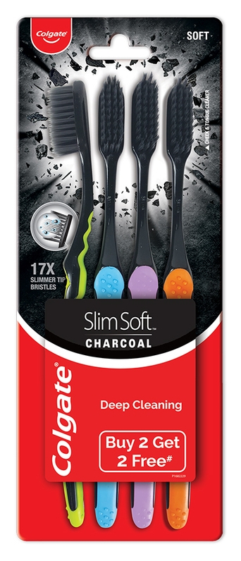 कोलगेट चारकोल टूथ ब्रश 4N(Colgate Slim Soft Charcoal Toothbrush 4N)