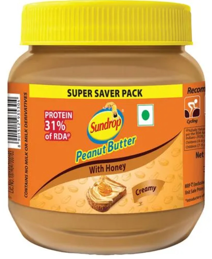सनड्रॉपक्रीमी पीनेट बटर 300ग्राम (Sundrop Creamy Peanut Butter With Honey 300g