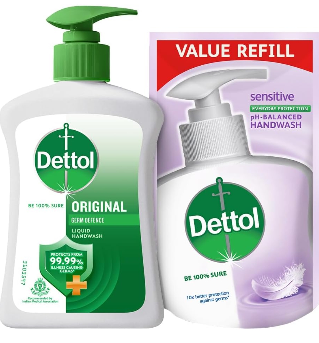 डिटॉल हैंडवाश 200Ml+175ML ( Dettols Handwash Origional 200Ml with 175 Ml rifil pack)