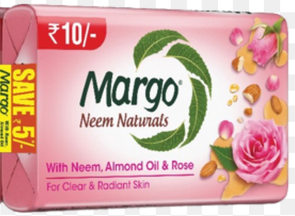 नीम आलमंड रोज ₹10/-(Margo Neem Naturals wमार्गोith Neem, Almond Oil & Rose 40g)