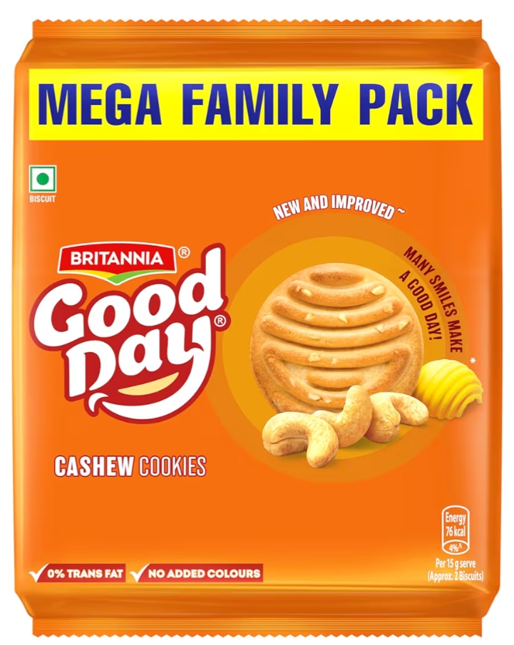 गुड डे केशव कुकीज़ फैमिली पैक (Good Day Britannia Cashew Cookies, 905 g , 10N*82.7= 827 g (Weight May Varie)