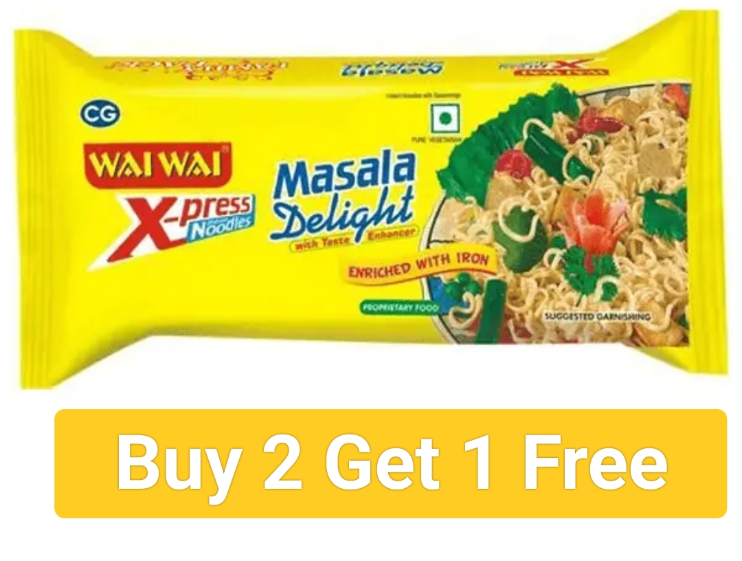 वाई वाई नूडल्स  220 ग्राम ।  ₹192/- (Wai Wai X-Press Noodles Masala Delight  (Buy 2 Get 1 free)