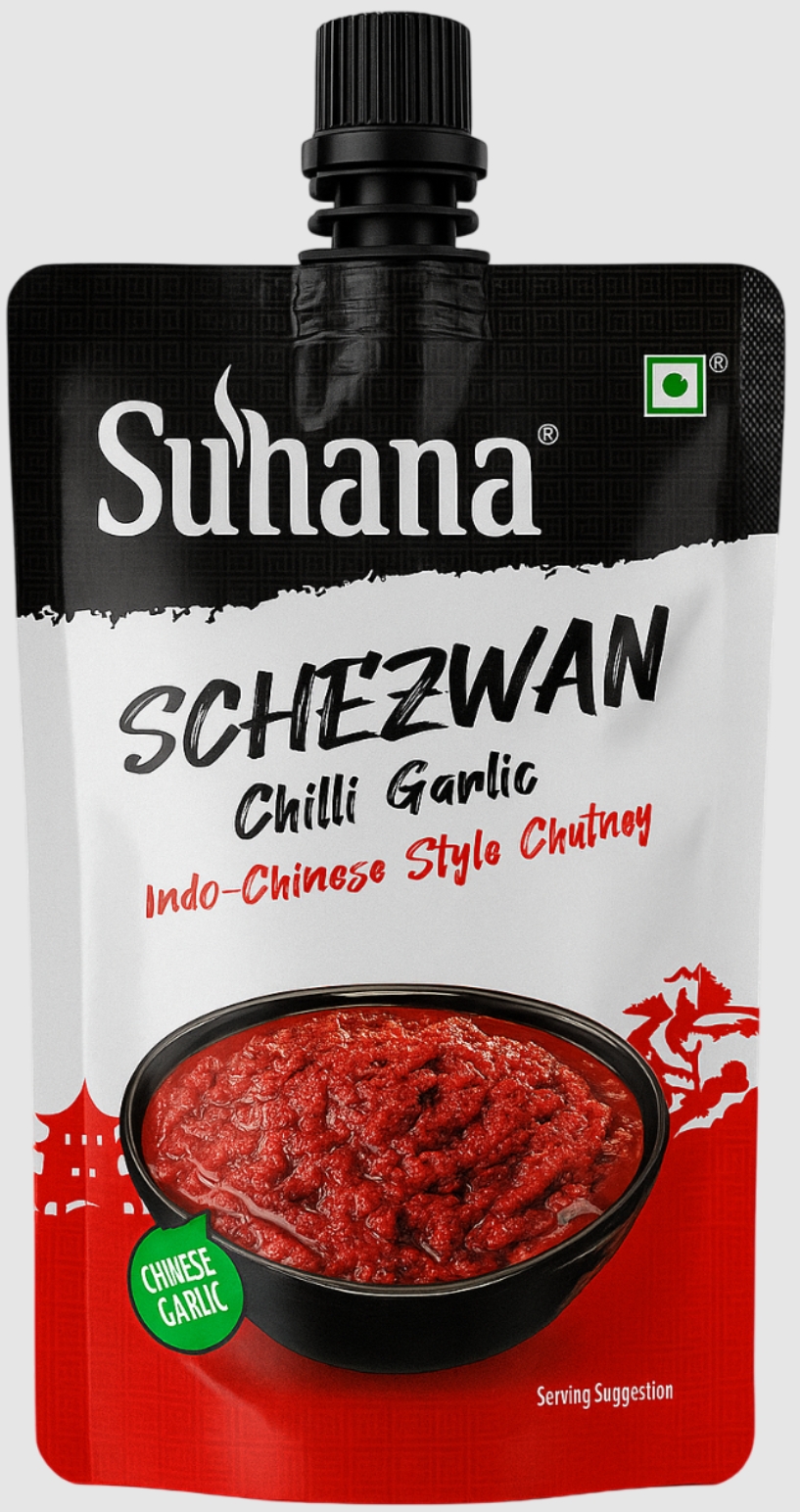 सुहाना सेजवान चिल्ली गार्लिक 90ग्राम (Suhana Schezwan Chilli Garlic 90Gm)