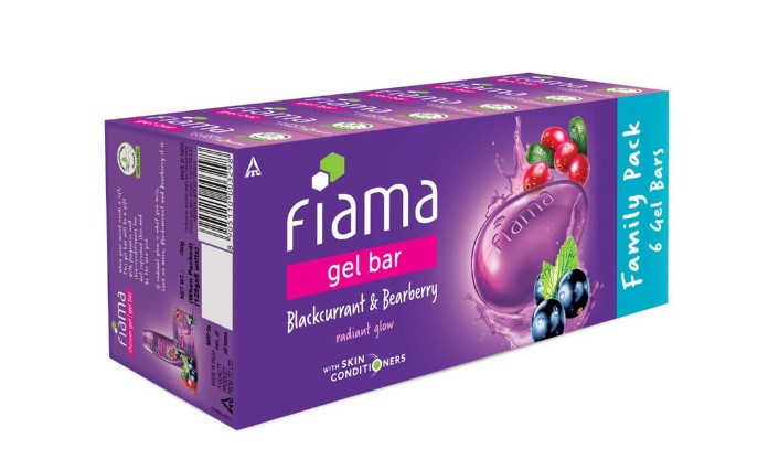 फीआमा जेल बार 125x6 पीस ।    Fiama Gel Bar Black Current &  Bear Berry Radiant Glow Pack of 06 P x 125 Gm