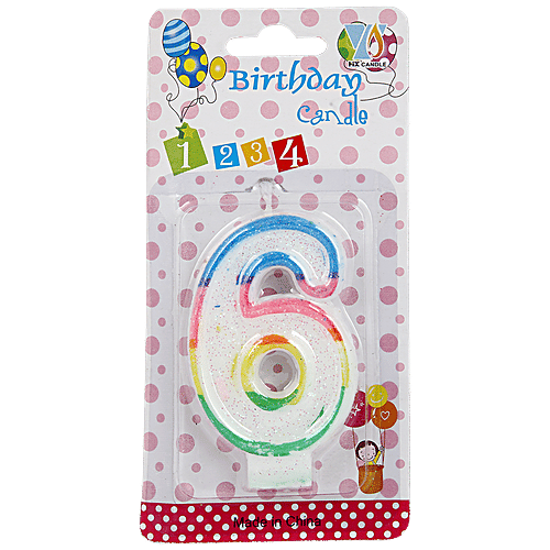 बर्थडे नंबर कैंडल नॉर्मल 6 नं(Birthday Number Candel Normal 6 No.)
