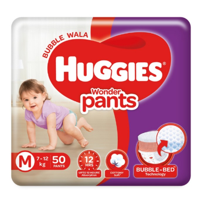 हगीज पैंट्स (M Size) 50 पीस ( Huggies Pants M Size Pack of 50 Piece)