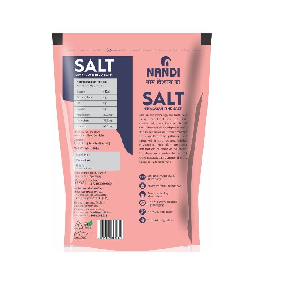 नंदी सेंधा नमक 500 ग्राम (Nandi Pink rock Salt) Sendha Namak code 320322
