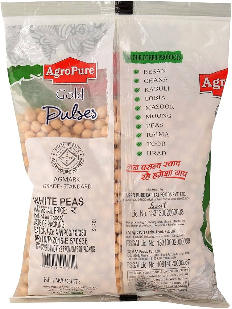 एग्रो प्योर सफ़ेद मटर 500 ग्राम ( Agro Pure Safed Matar 500Gm)R145008