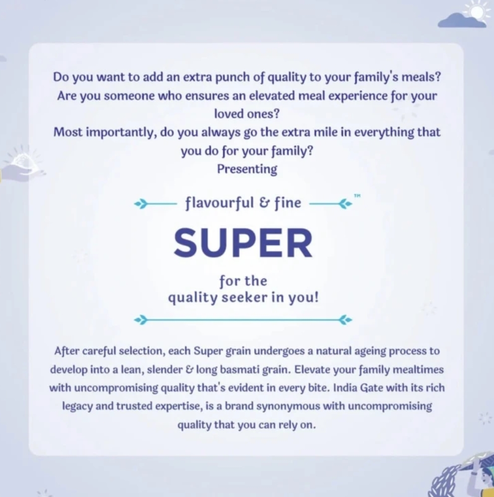 इंडिया गेट सुपर राइस 1 केजी (India Gate Super Rice 1Kg)R145015